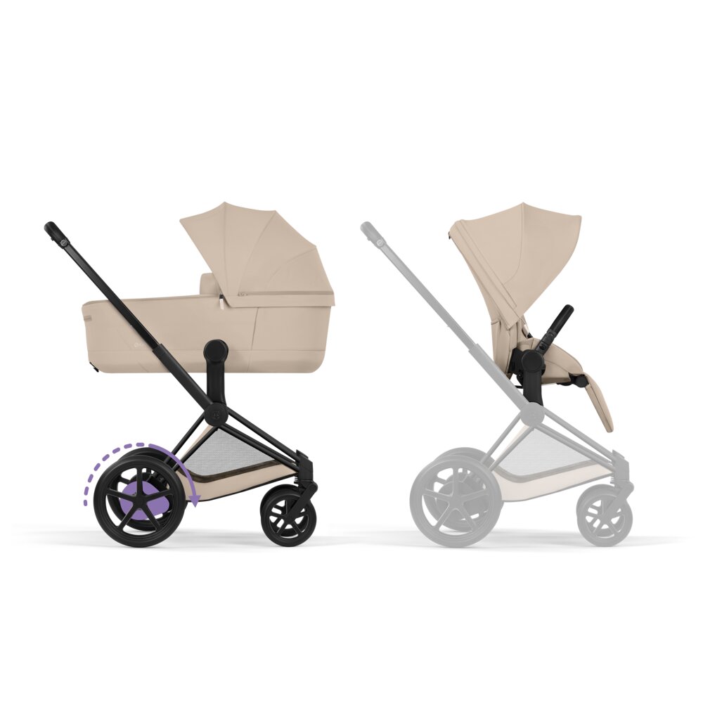 Carucior 2 in 1 Cybex ePriam V colecția Platinum 2026 Cozy Beige cadru Matt Black 2