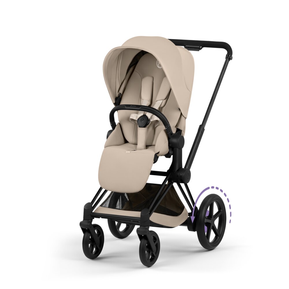 Carucior 2 in 1 Cybex ePriam V colecția Platinum 2026 Cozy Beige cadru Matt Black 4
