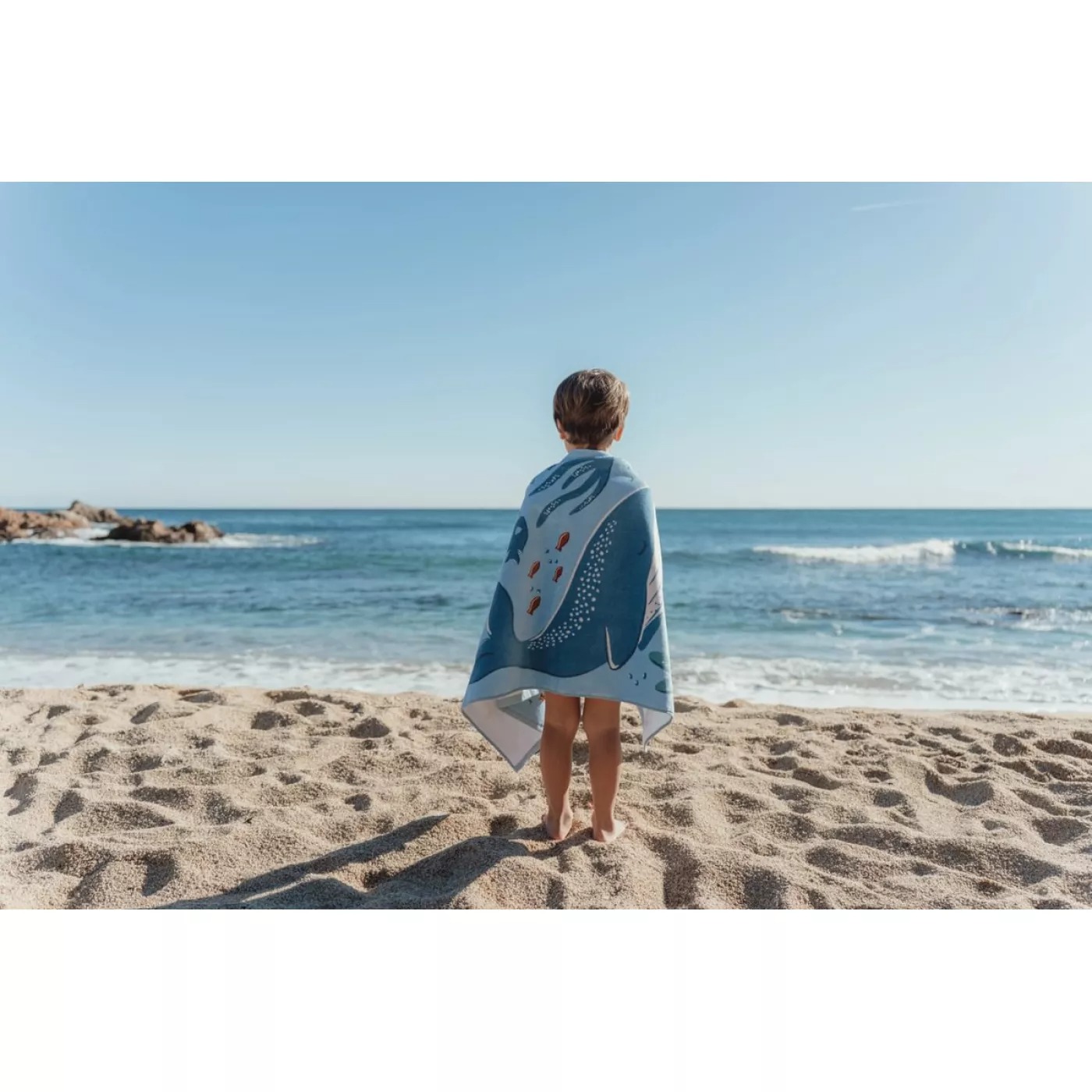 Пляжное полотенце - Ocean World Blue - 60×120 см - Little Dutch 4