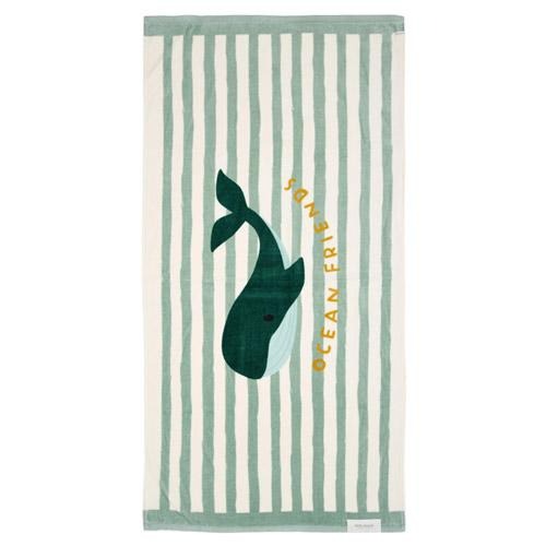 Пляжное полотенце - Seashells / Stripes Surf Blue - Little Dutch