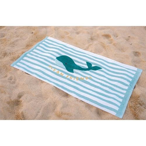 Пляжное полотенце - Seashells / Stripes Surf Blue - Little Dutch 2