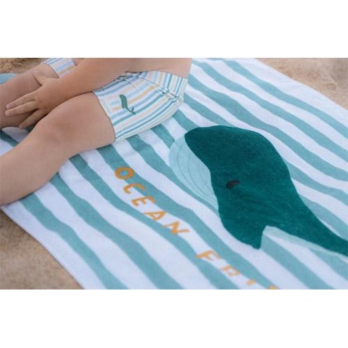 Пляжное полотенце - Seashells / Stripes Surf Blue - Little Dutch 5