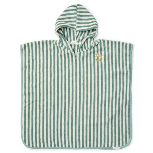 Пляжное пончо - Seashells / Stripes Surf Blue - Little Dutch