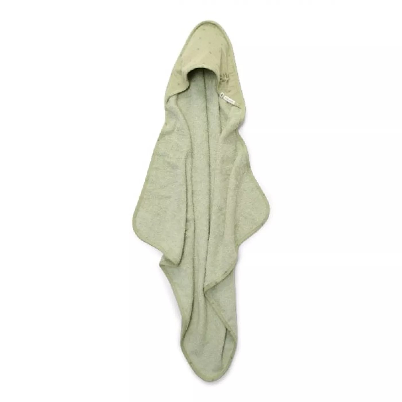Prosop cu gluga din bumbac organic pentru bebelusi - 75x75 cm - Pure Sage - Little Dutch