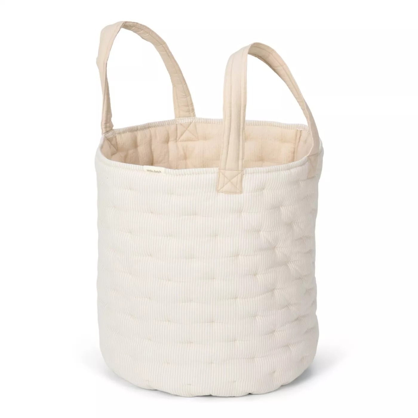 Cos de depozitare din bumbac organic pentru cam copilului - 35x45 cm - Pure Soft Beige Stripe - Little Dutch