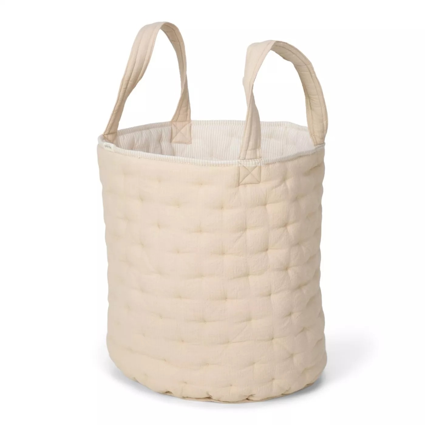Cos de depozitare din bumbac organic pentru cam copilului - 35x45 cm - Pure Soft Beige Stripe - Little Dutch 2