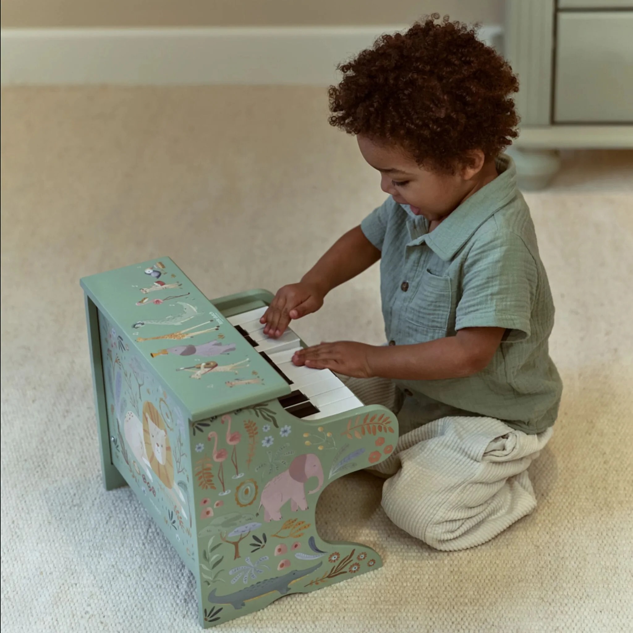Pianina din lemn FSC - Green - Safari Friends - Little Dutch 6