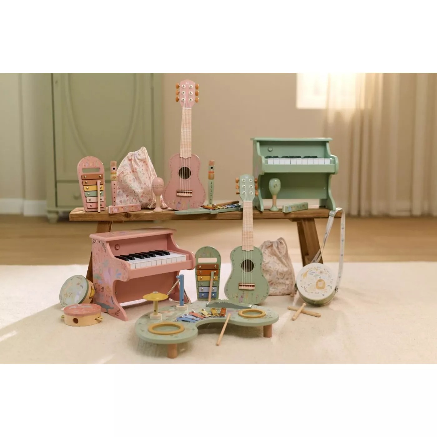Pianina din lemn FSC - Pink - Safari Friends - Little Dutch 7