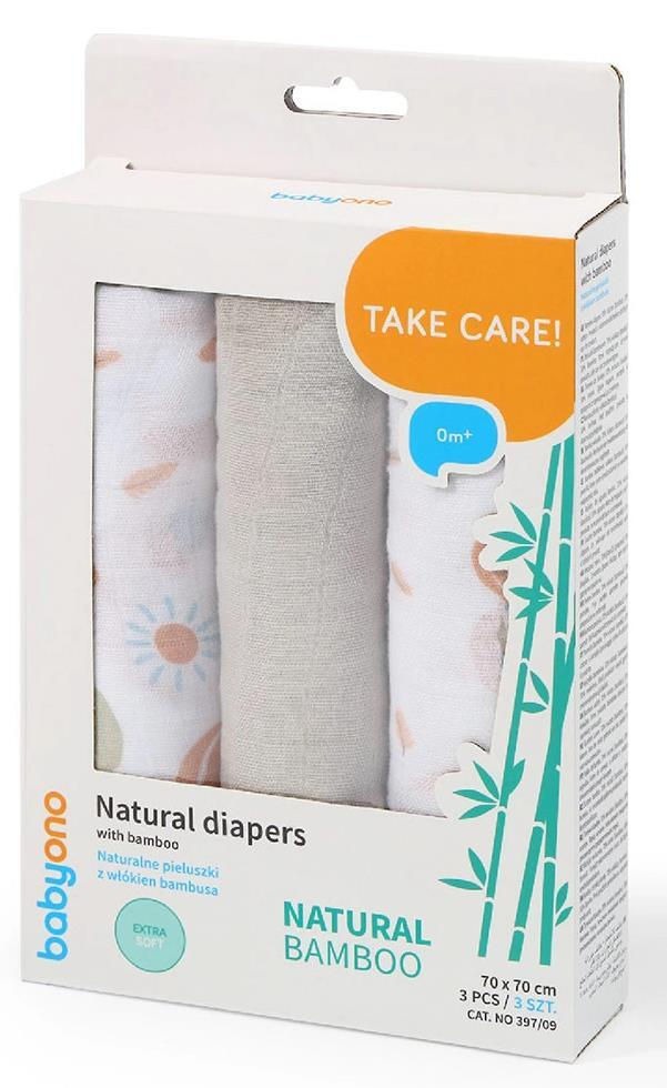 BabyOno Бамбуковые сверхмягкие пеленки, 3 шт. 4
