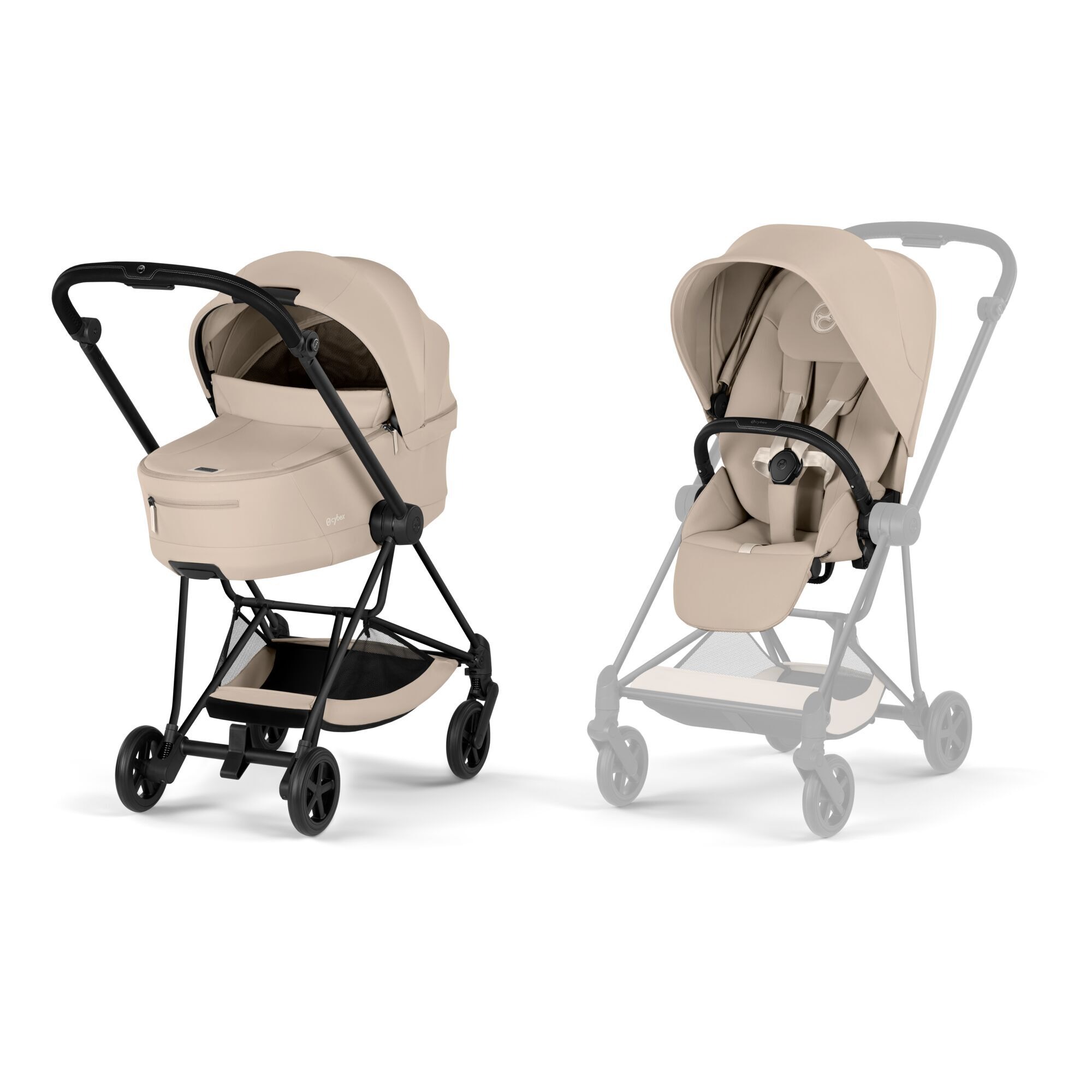 Carucior Cybex Mios 2 in 1 editia Platinum 2026 Cozy Beige cadru Matt Black