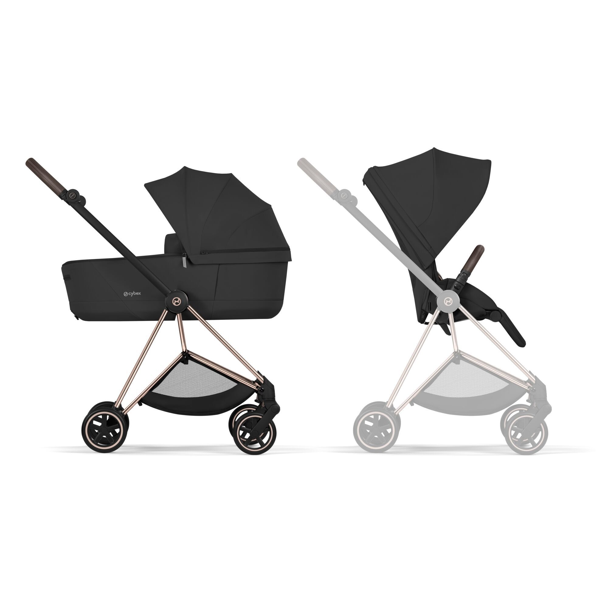 Коляска 2 в 1 Cybex Mios, коллекция Platinum 2026, Sepia Black, рама Rose Gold 2