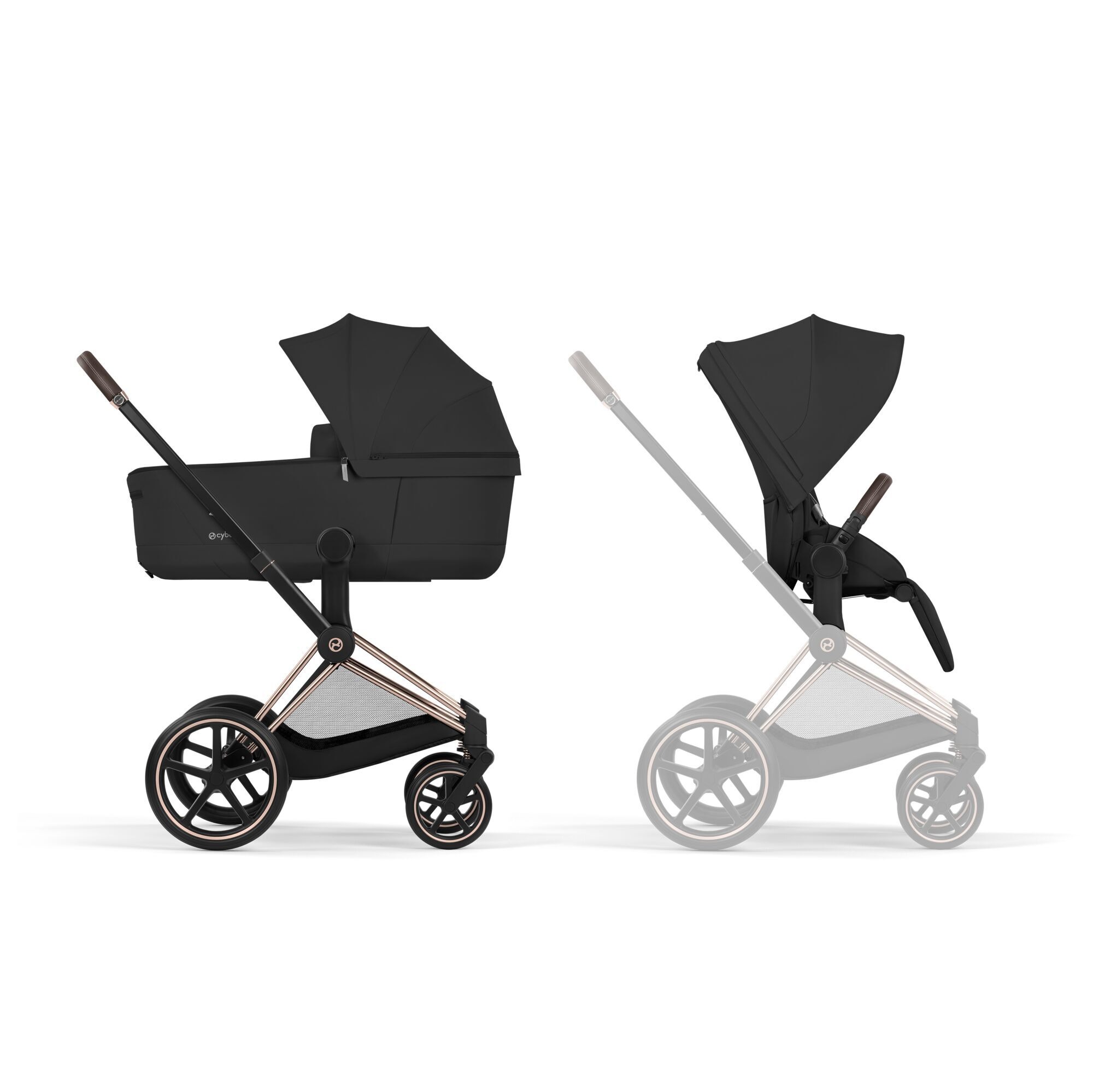 Carucior 2 in 1 Cybex Priam V colectia Platinum 2026 Sepia Black cadru Rose Gold 2