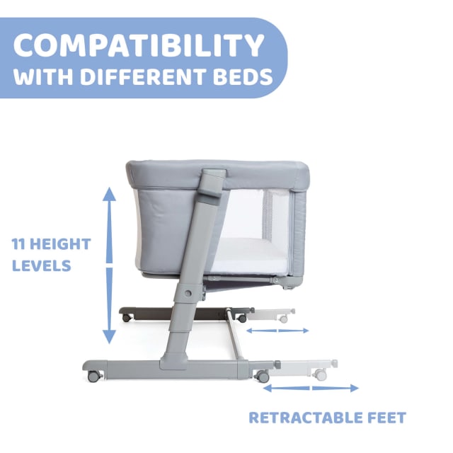 Chicco Patut atasabil Next2Me Dream Evo, Grey, 0luni+