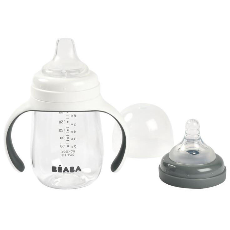 Beaba Biberon de invatare 2 in 1 din tritan 210ml Mineral Grey B913532