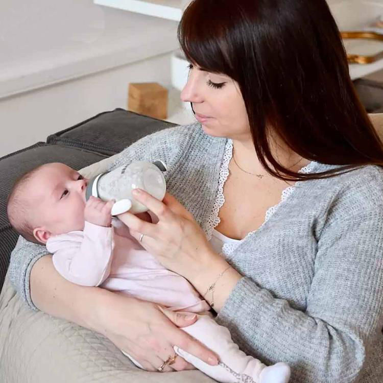 Beaba Biberon de invatare 2 in 1 din tritan 210ml Mineral Grey B913532