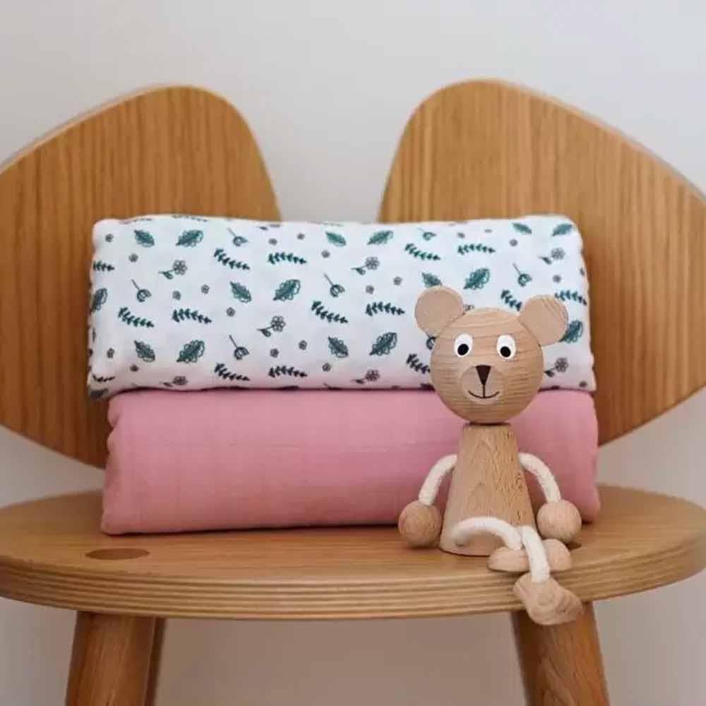 Beaba Set 2 Museline Bumbac 120/120 Bridal Pink/Flowery Country Side