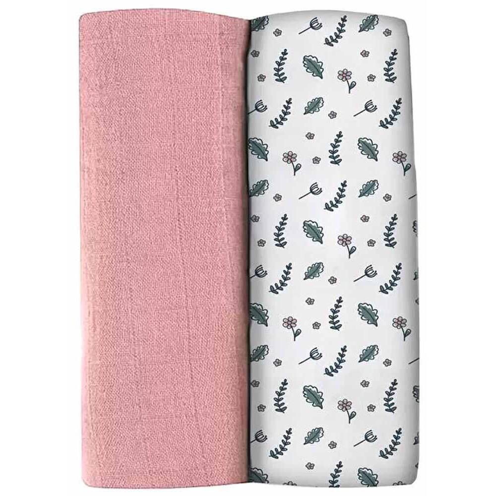 Beaba Set 2 Museline Bumbac 120/120 Bridal Pink/Flowery Country Side