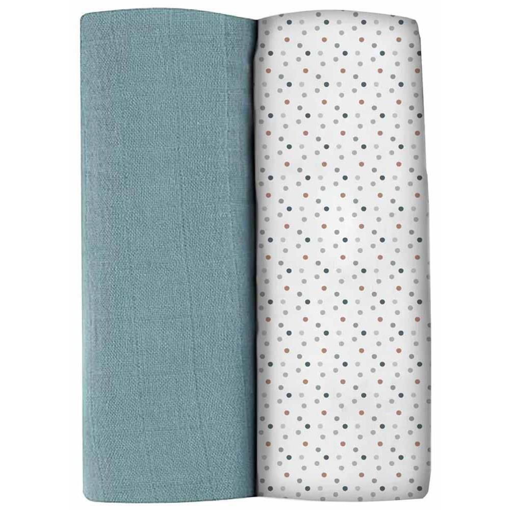 Beaba Набор из 2 хлопковых муслинов 120×120 Baltic Blue/Points