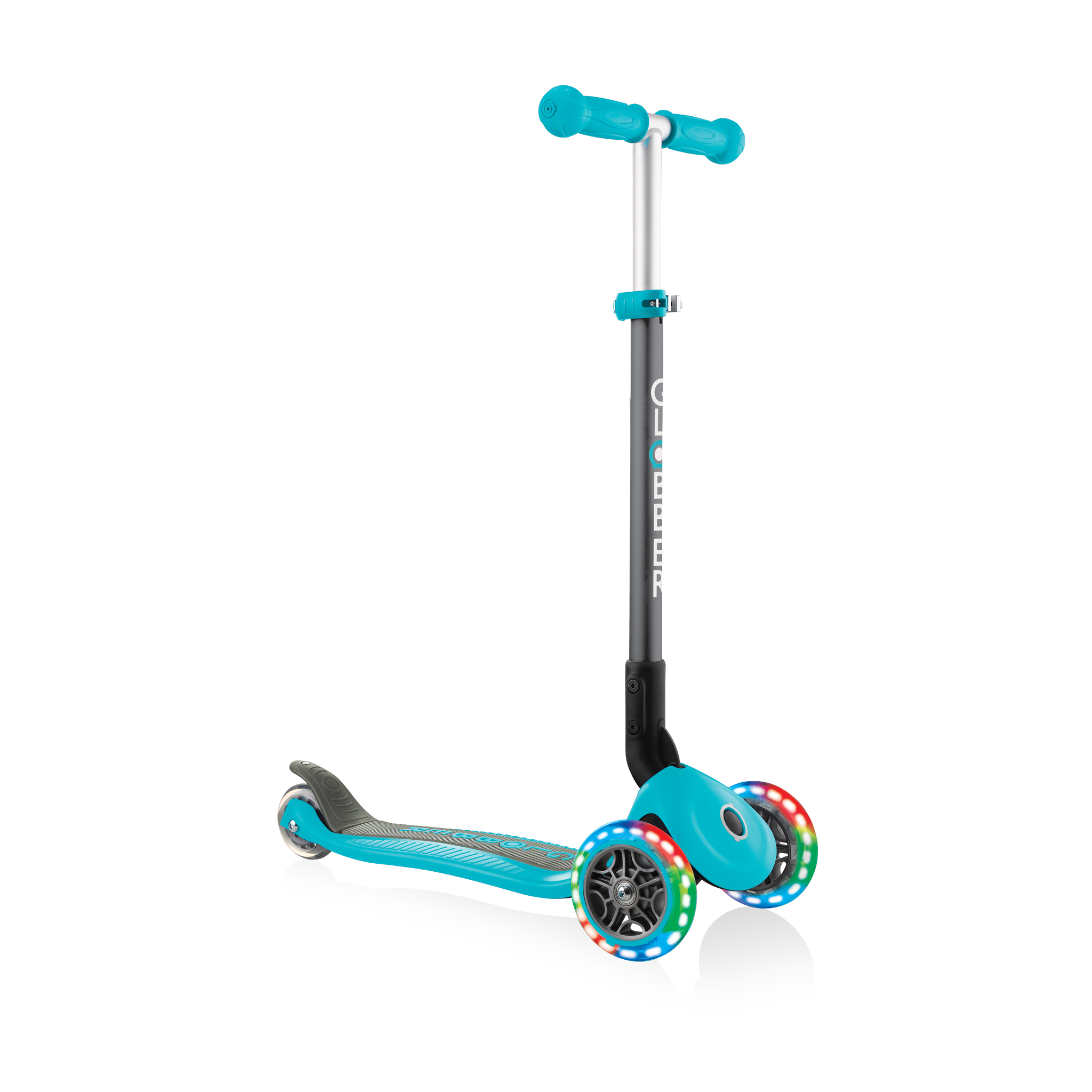 Globber Trotineta Primo Foldable Lights, 3-7 ani+, Teal turquase 