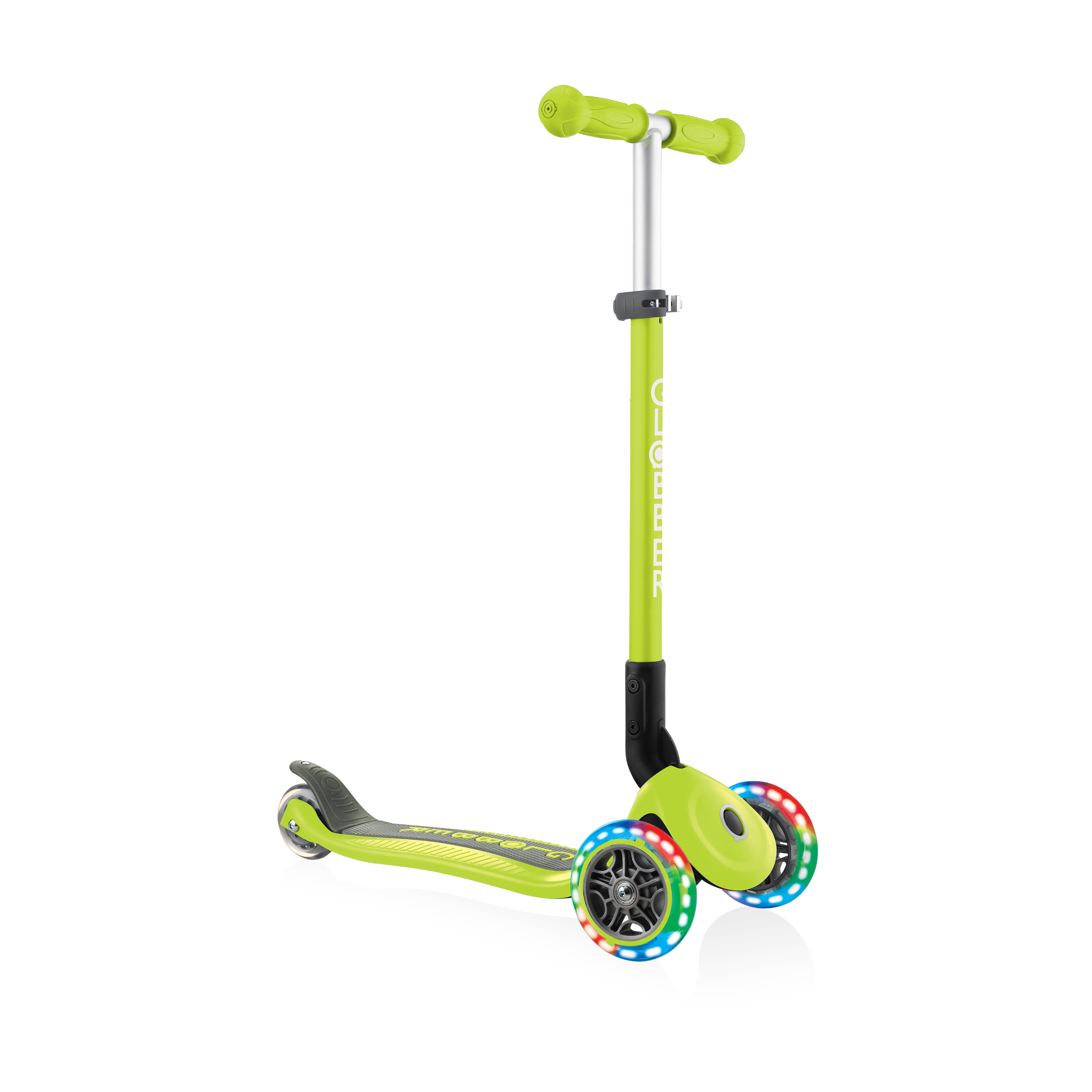 Globber Trotineta Primo Foldable Lights, 3-7 ani+, Lime Green