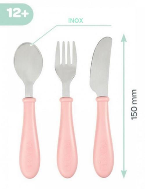 Beaba Set 3 tacamuri Inox Roz B913462
