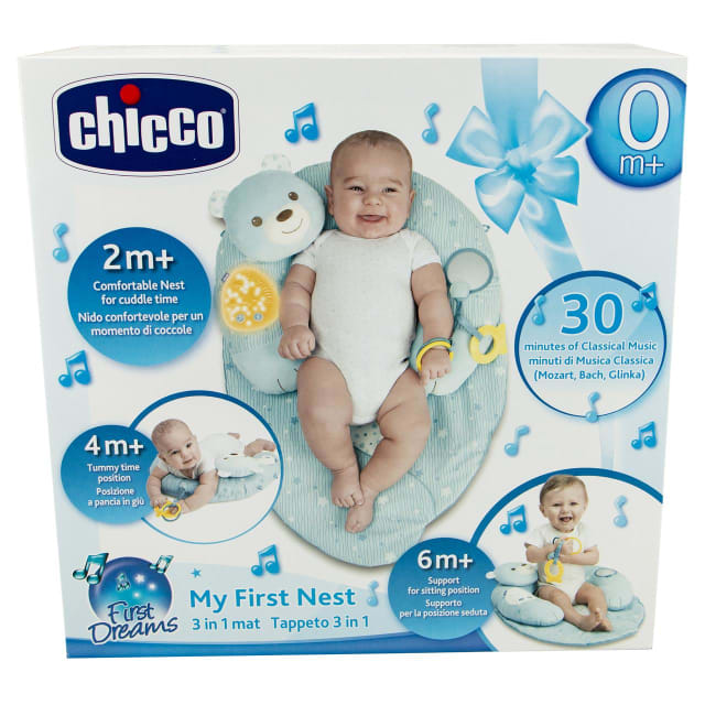 Jucarie Chicco centru de activitate 3 in 1, Primul meu cuibusor, albastru, 0 luni+ 98292