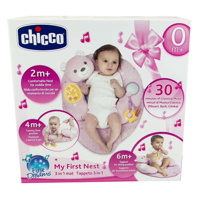 Jucarie Chicco centru de activitate 3 in 1, Primul meu cuibusor, roz, 0 luni+ 98281