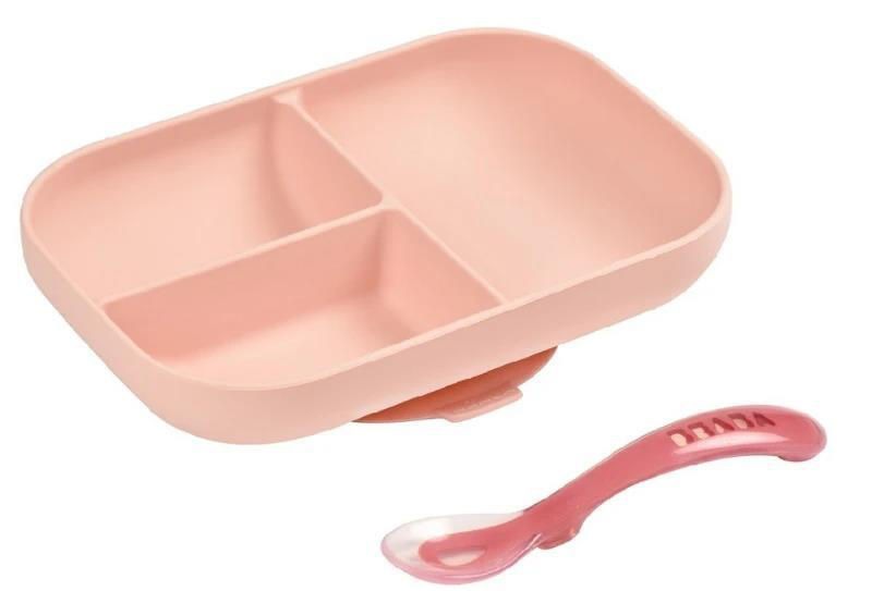 Beaba Силиконовый столовый набор 2 предмета розовый B913456