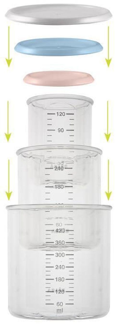 Beaba set 3 recipiente ermetice din tritan 120/240/420/Gri B912804