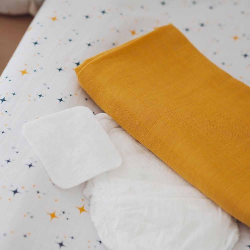 Beaba Set 2 Museline Bumbac 120/120 Yellow/Starry Night B920393