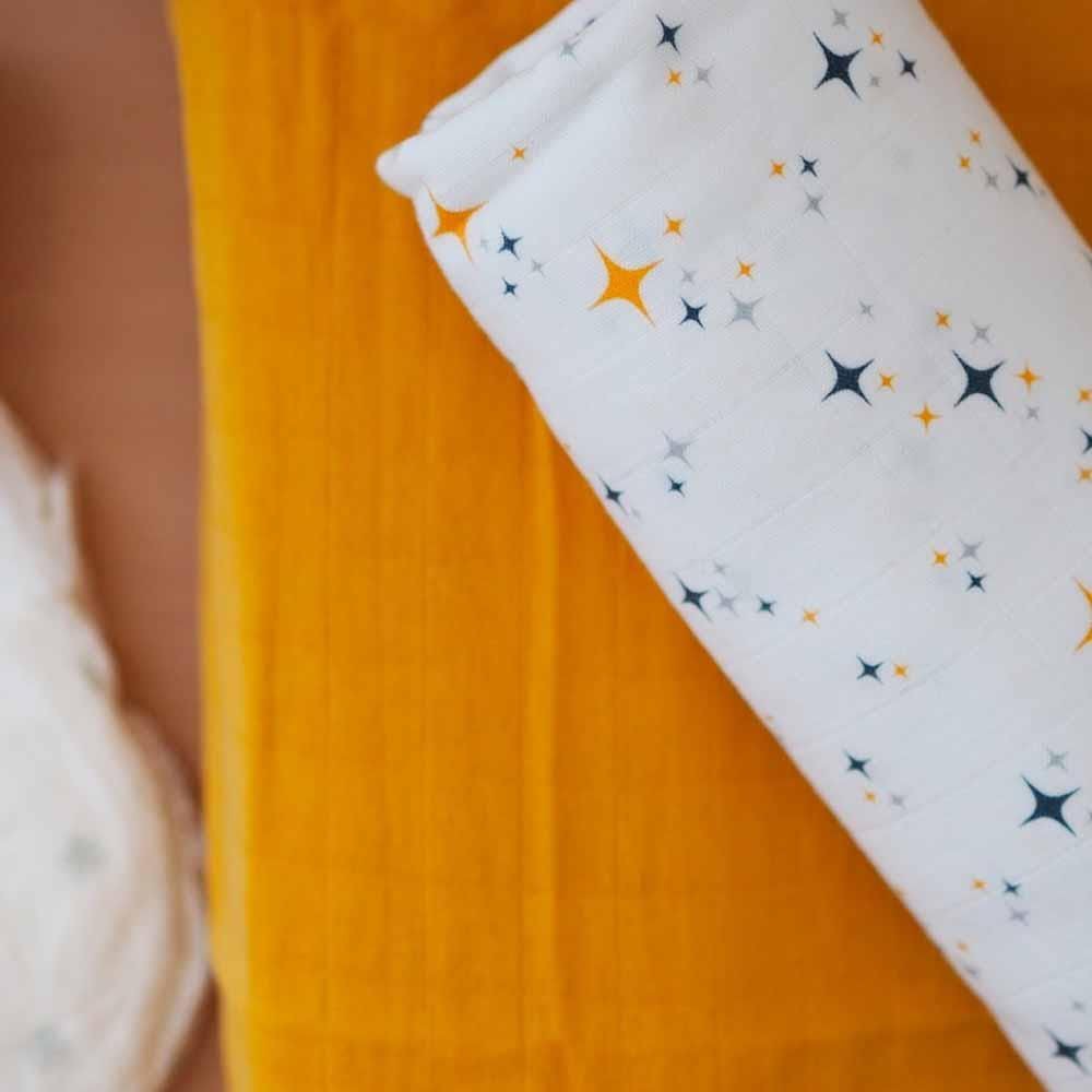 Beaba Set 2 Museline Bumbac 120/120 Yellow/Starry Night B920393