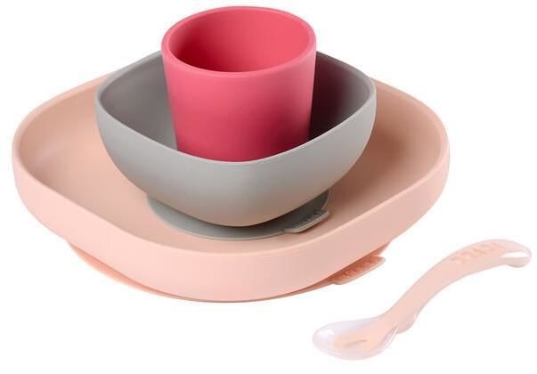 Beaba Силиконовый столовый набор 4 предмета розовый B913429