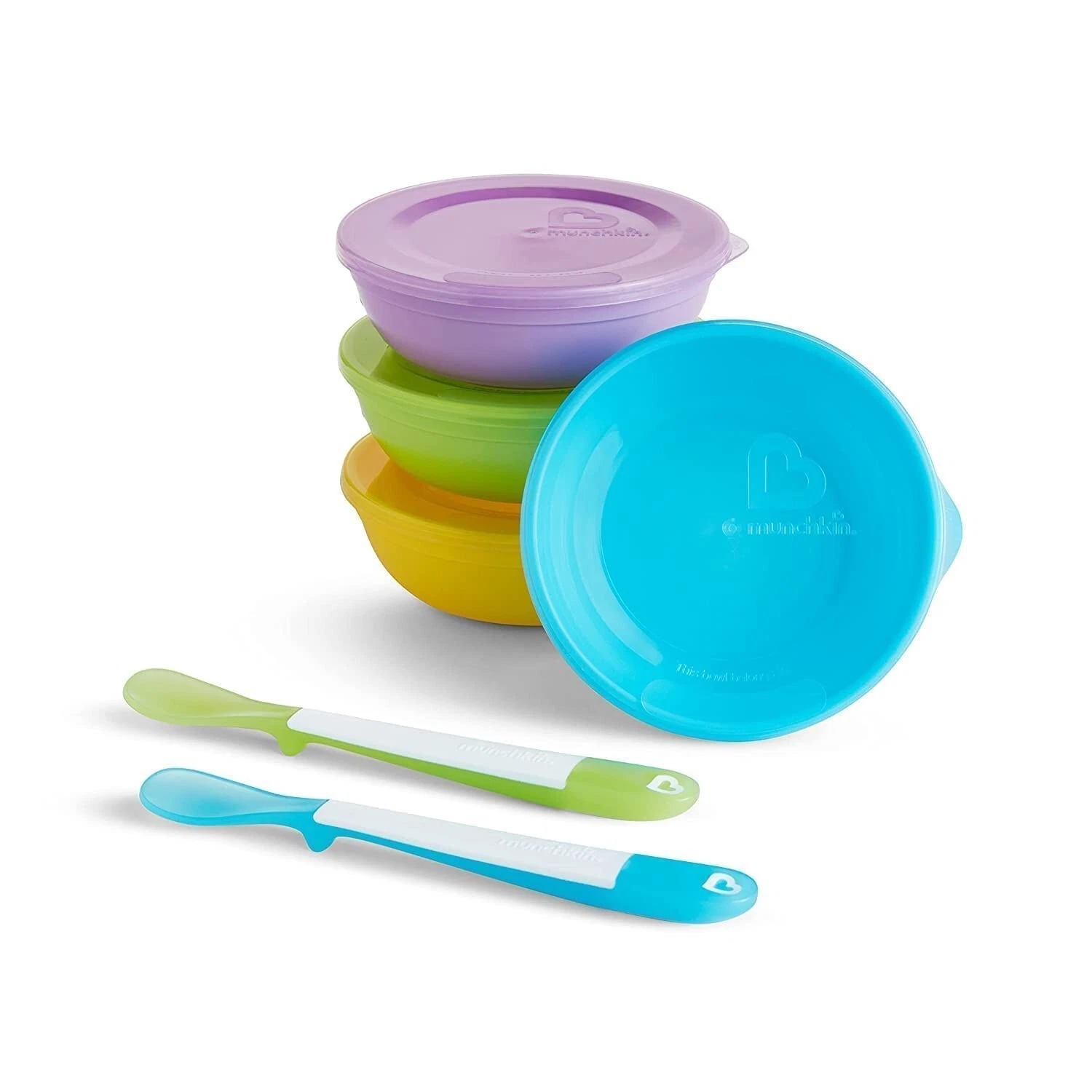Munchkin Set 4 Boluri cu capac si 2 lingurite Love-a-Bowls