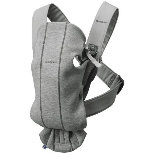 Marsupiu anatomic BabyBjorn Mini Light Grey cu pozitii multiple de purtare, 3D Jersey