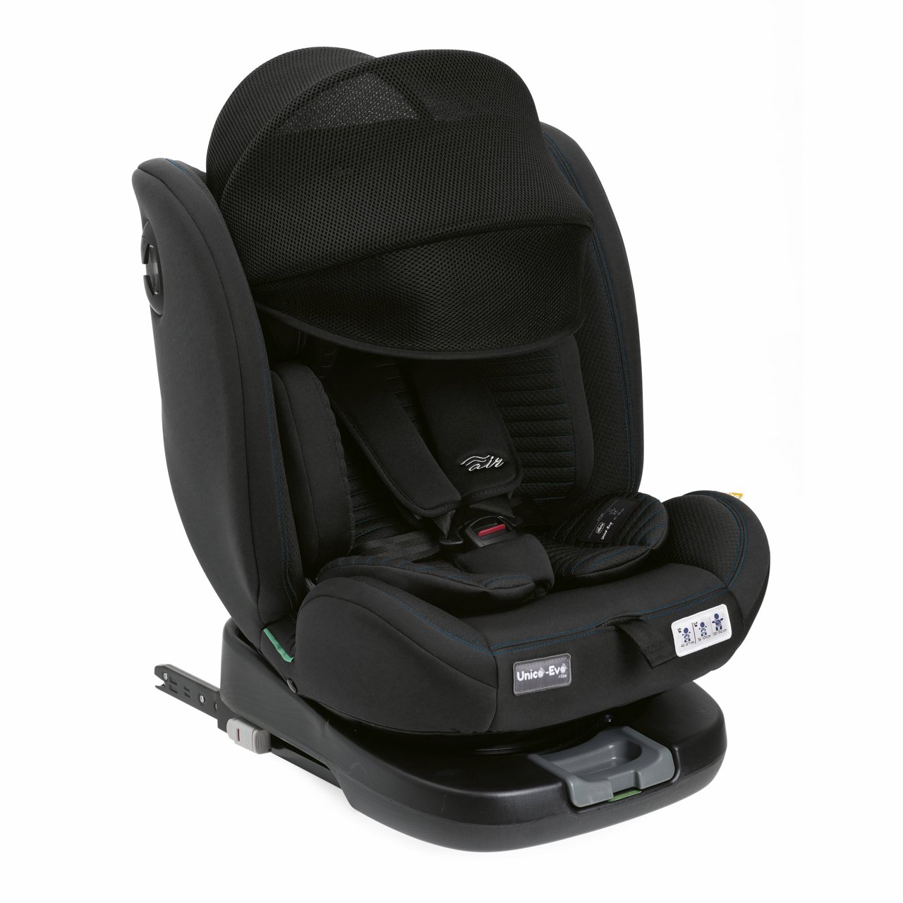 Scaun auto rotativ Chicco Unico EVO i-Size, Black (Negru), de la nastere pana la 12 ani (40-150 cm)