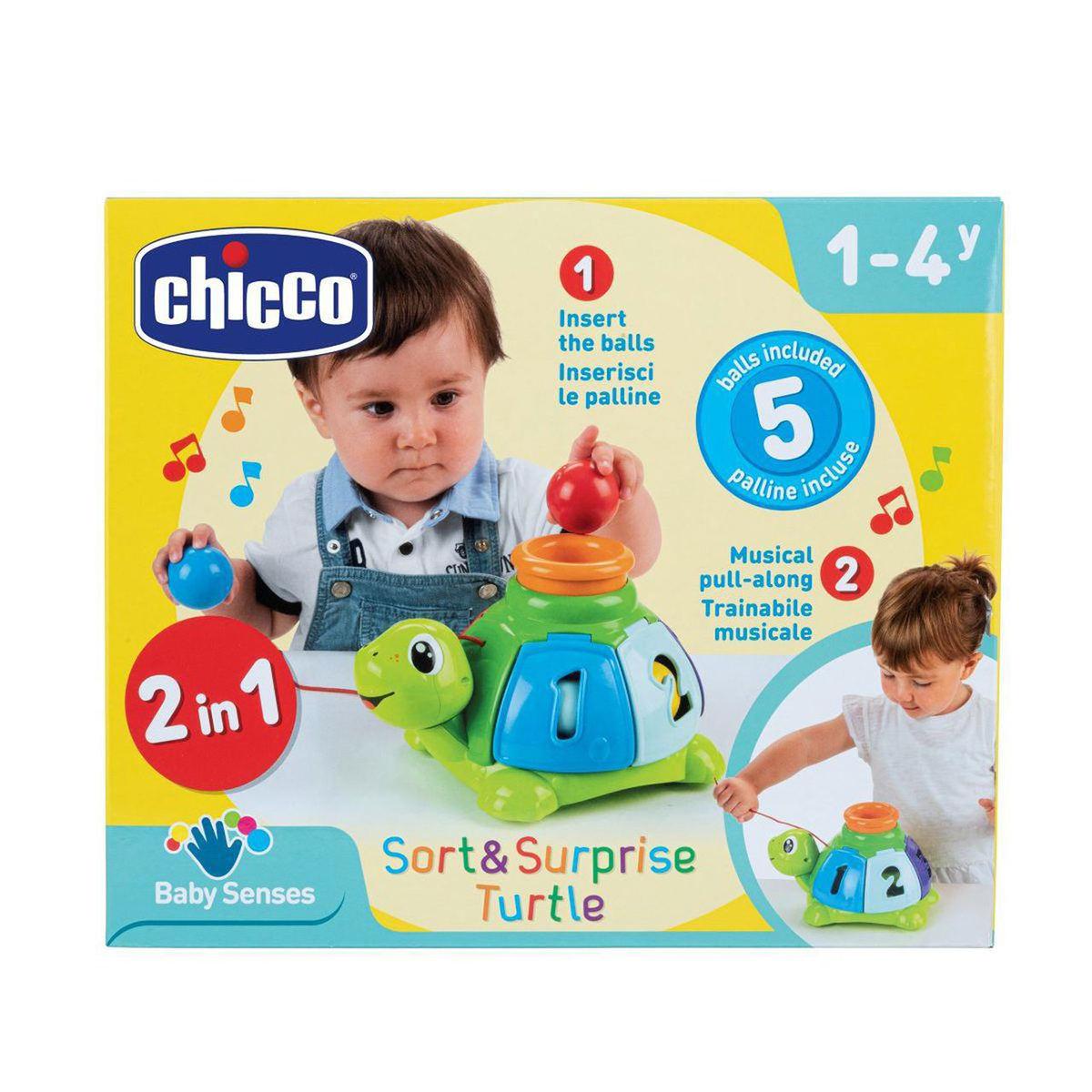 Jucarie 2 in 1 Chicco broscuta testoasa sorteaza si surprinde, 1-4ani