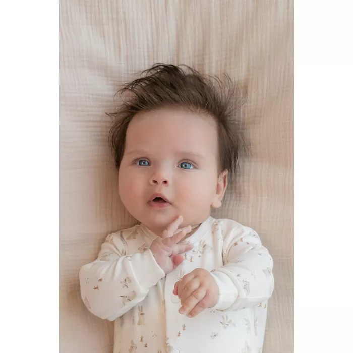 Salopeta din bumbac organic print complet - Baby Bunny - Marime 50 - Little Dutch