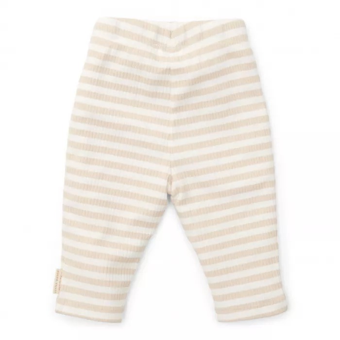 Pantaloni din bumbac organic - Stripe Sand/White - Marime 50 - Little Dutch