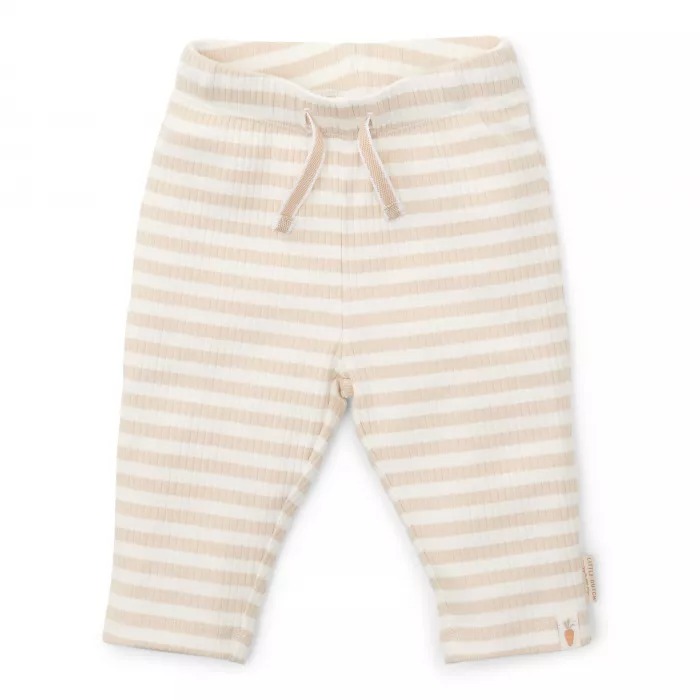 Pantaloni din bumbac organic - Stripe Sand/White - Marime 56 - Little Dutch