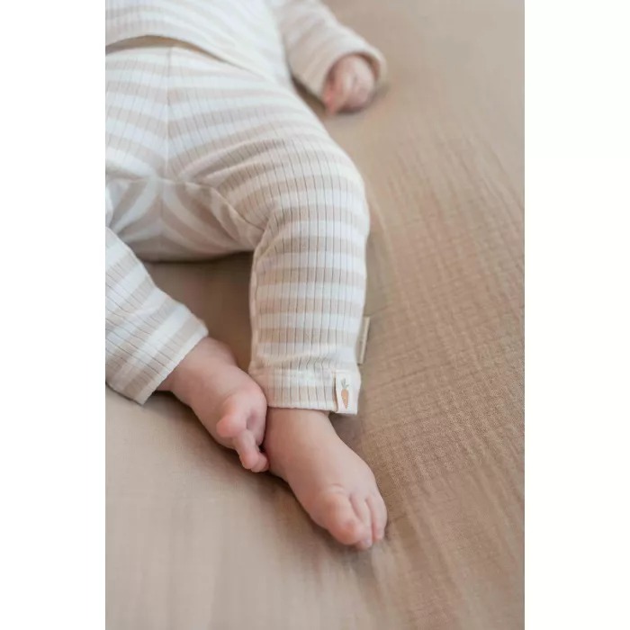 Pantaloni din bumbac organic - Stripe Sand/White - Marime 56 - Little Dutch