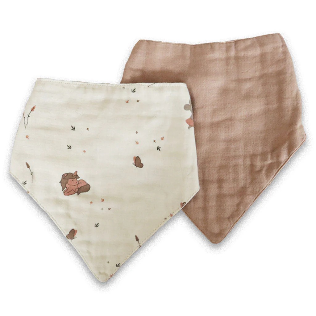 Бандана-слюнявчик из муслина из органического хлопка Villads – набор 2 штуки – Unicorn/Rose Dust – Nuuroo