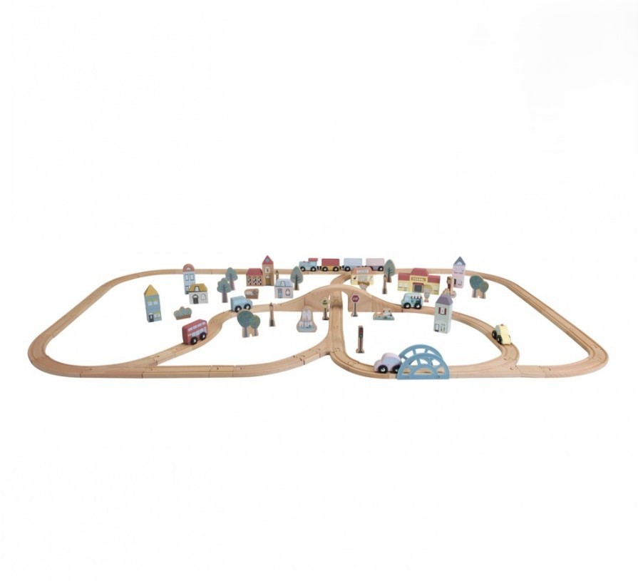 Set de sine de tren din lemn cu 108 piese - Little Railway Collection - Little Dutch