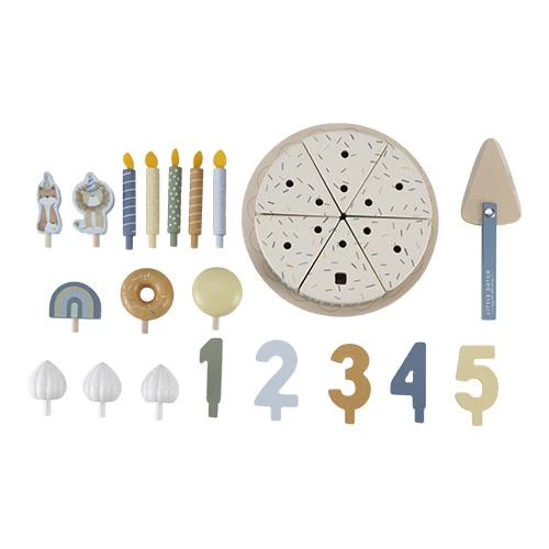 Tort aniversar cu decoratiuni pentru 1-5 ani - Albastru - Little Dutch