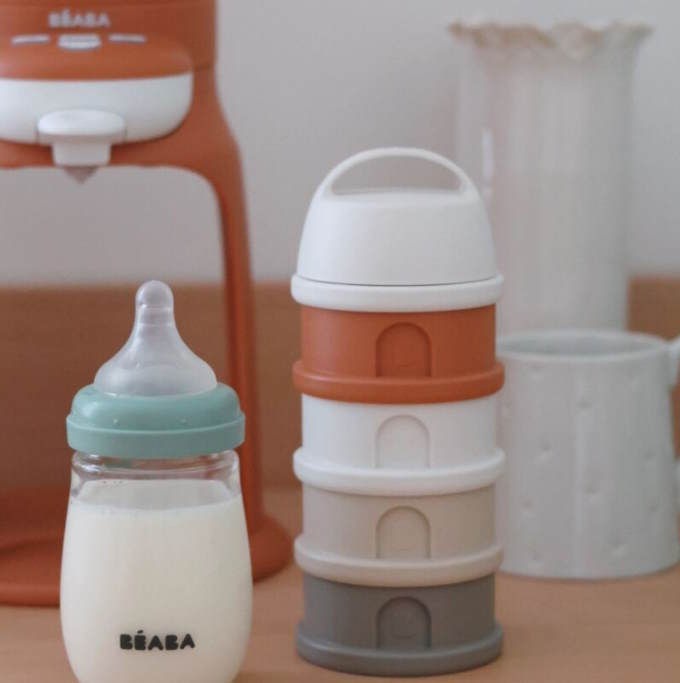 Beaba recipient lapte praf 4 compartimente cottonwhite/terracotta