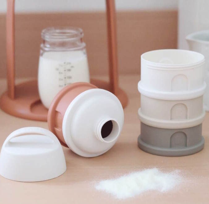 Beaba recipient lapte praf 4 compartimente cottonwhite/terracotta