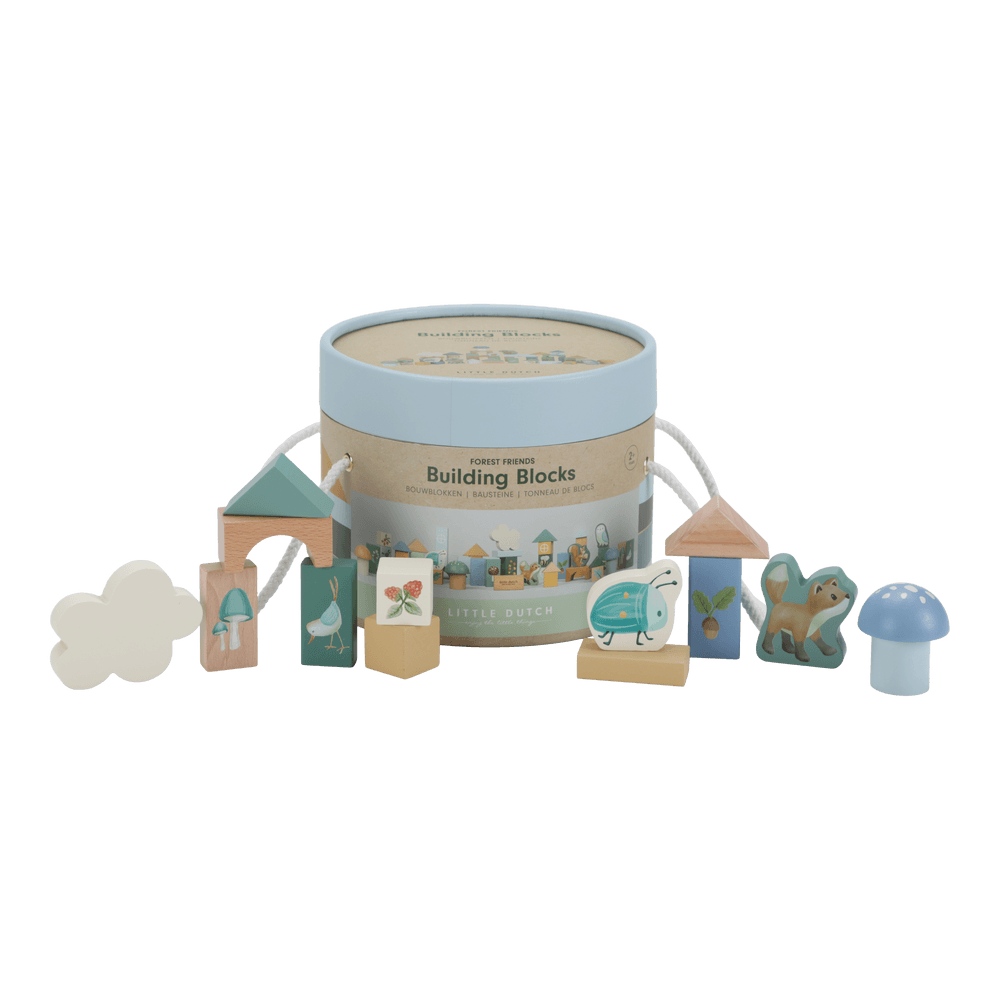 Cuburi de constructie din lemn FSC - Forest Friends - Little Dutch