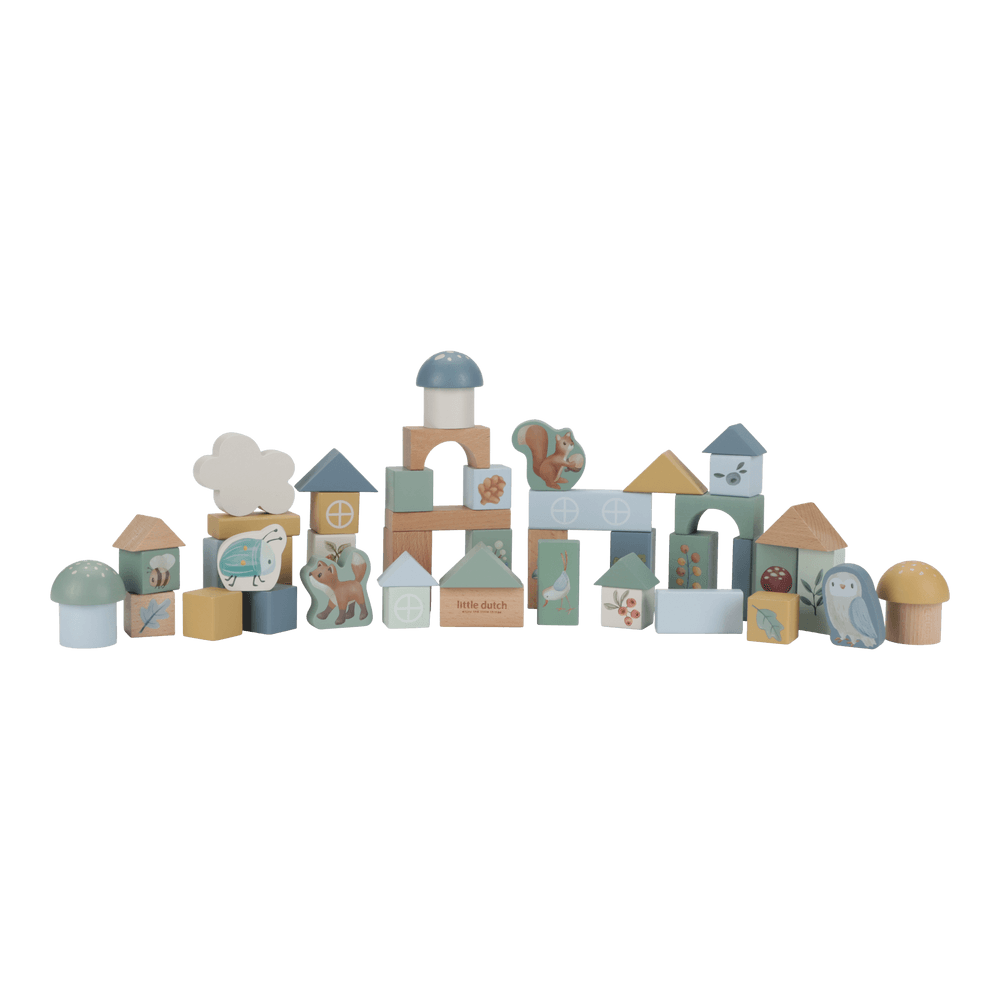 Cuburi de constructie din lemn FSC - Forest Friends - Little Dutch