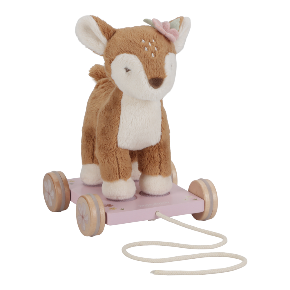 Плюшевая игрушка на колёсиках со шнурком для тяги – Оленёнок – Fairy Garden – Little Dutch