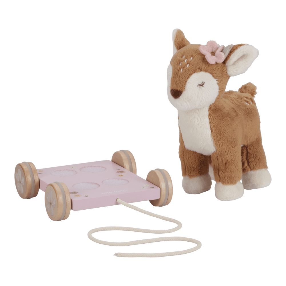 Плюшевая игрушка на колёсиках со шнурком для тяги – Оленёнок – Fairy Garden – Little Dutch