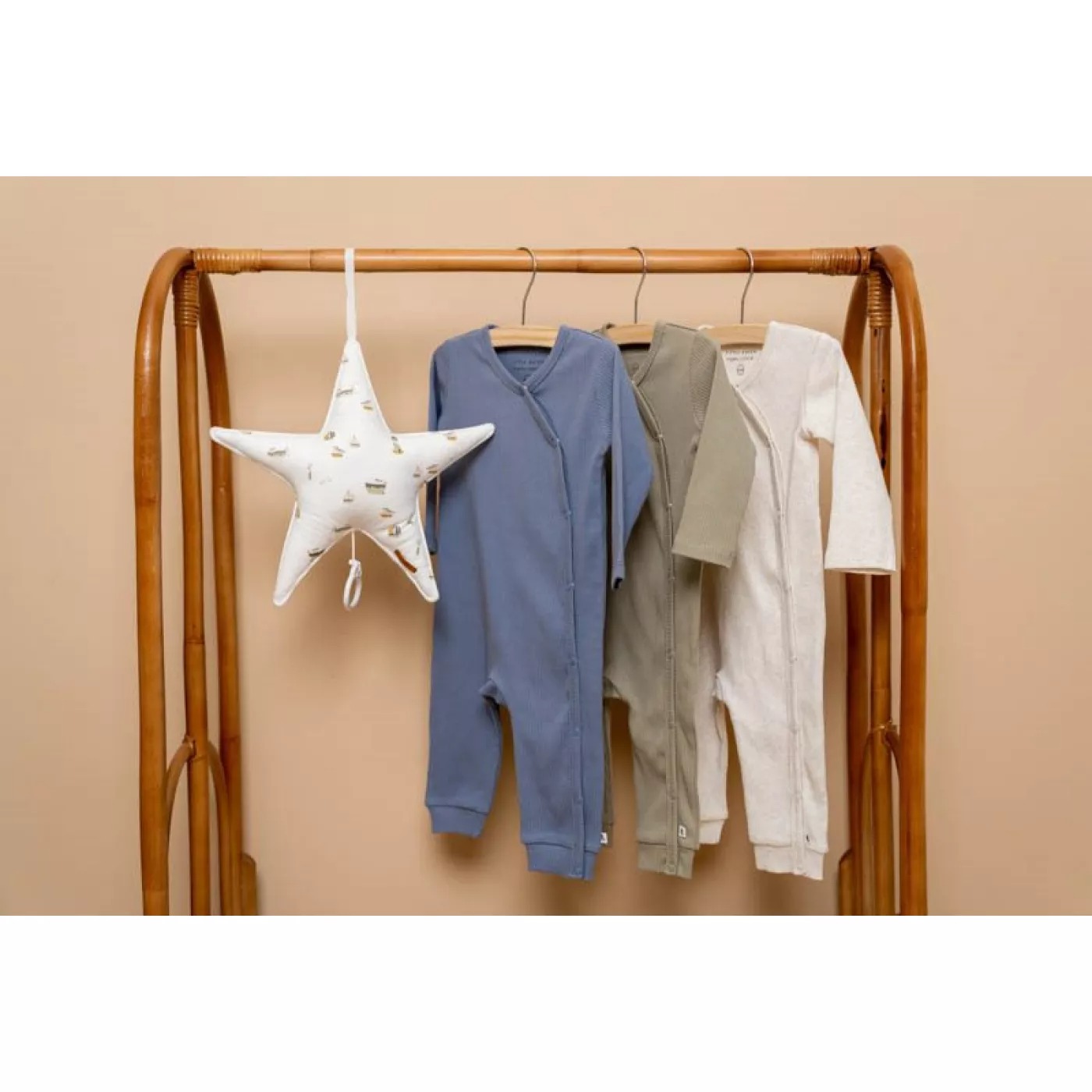 Salopeta rib din bumbac organic pentru bebelusi - Sand - Little Dutch - 50/56